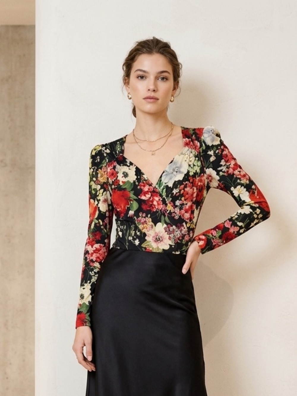Zara Floral Print Long Sleeve Bodysuit.